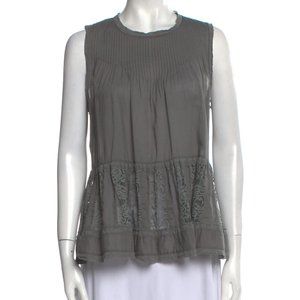 THE GREAT. Lace Sleeveless Blouse (Gray) 0/XS